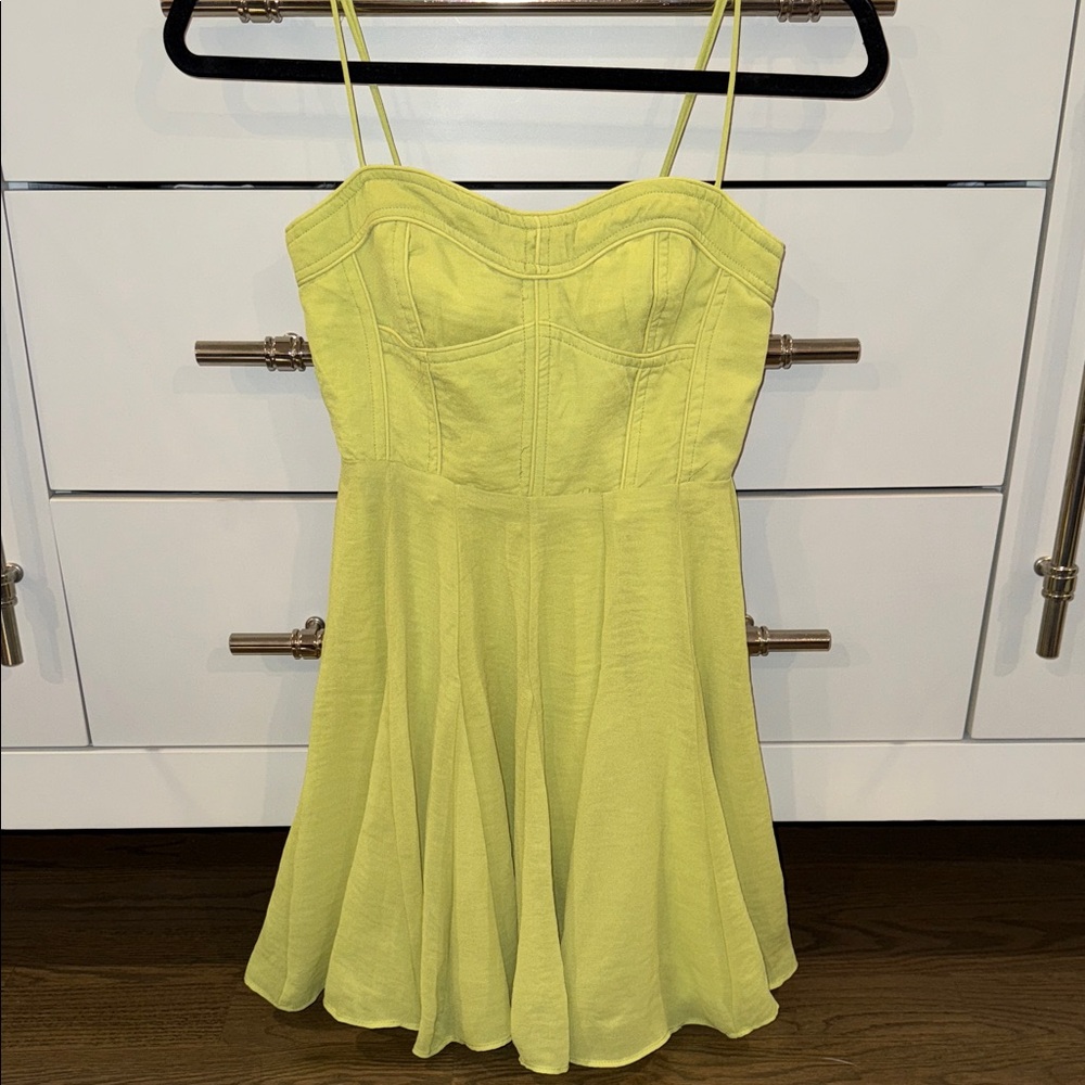 Mustard Seed Lime Green Spaghetti Strap Midi Dress
